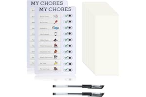 MODLOAN Chore Chart Kids, 2 Pcs Chore Board My Chores Checklist Board with 20 Blank DIY Paper & 2 Pens Removable and Reusable Plastic Memo Board School Home Daily Affairs Reminder