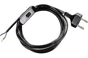 POLY POOL- PP0372.2Q Câble d'Abat-jour Bipolaire Noir 1,5 m - Câble avec Interrupteur 2 Ampères et Fiche 2,5 Ampères - Câble d'Abat-jour 2 pôles - Câble Fil Électrique Noir Bipolaire Sécurisé