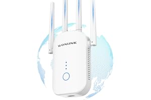 WONLINK Repetidor WiFi, 1200Mbps Amplificador WiFi, Extensor WiFi 5G /2.4GHz Doble Banda Anti-Jamming, Potente Repetidor con Puerto Ethernet, 4 Antenas, Compatible con Enrutadores, Fácil de Configurar