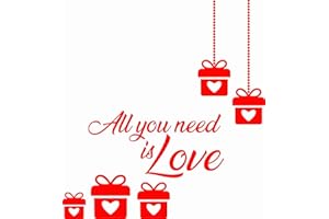 STICK-UP Vetrofanie SanValentine Adesivi SanValentine -ALL YOU NEED IS LOVE e pacchi appesi - Misure 140X150 cm - Rosso - Vetrofanie per San Valentine, vetrine Negozi, Stickers, Adesivi