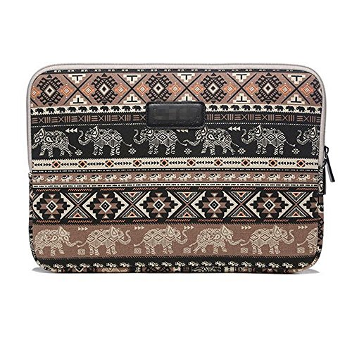 Ac.yc 13 Zoll Elephant Pattern Leinwandgewebe Laptop Hülle Tasche Cover für Laptop / Notebook / Macbook / Ultrabook / Chromebook (Dell / HP / Lenovo / Sony / Toshiba / Ausa / Acer / Samsung) (13,3 Zoll) (Brown) - 3