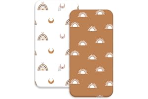 SOARWG KIDS Moses Basket Sheets, Cozy and Lightweight Oeko-tex100 Baby Bassinet Sheets for Boy and Girl, Crib Fitted Sheets Fit for Oval, Hourglass & Rectangle Bassinet 2 Pack