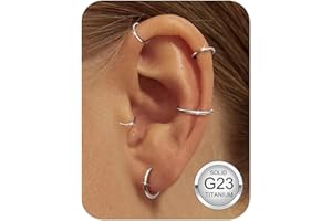YADOCA 5 Piezas G23 Titanio Piercing Nariz Helix Piercing Hipoalergénico 20G/18G/16G Piercing Nariz Pendientes Conch Septum Tragus Piercings Oreja para Mujeres Hombres 6-10 mm