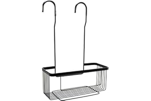 Nadi Collection | Estante ducha con colgador | ACERO INOXIDABLE | cesto ducha colgar grifo | Sin taladro | Color Blanco o negro mate | Soporta 15kg | 26 x 11 x 38cm (Negro mate)