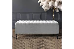 AZ INTERIORS ROYAL FURNITURE Safar Striped Ottoman Storage Bench, End of Bed Bench with Legs, Entryway Bench with Storage, Shoe Storage Ottoman Bench with Legs, Rectangle Storage Footstool, Velvet Upholstered Coffee Table