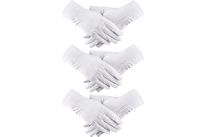 RCIDOS 3 par vita bomullshandskar nylon med knapp lämplig för alla tillfällen paradkläder, hedersvakt, cosplay, temafest, ins