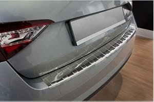 Avisa Stainless Steel Rear bumper protector compatible with Skoda Superb Liftback 2015-2019 & 2019-2023 'Ribs'