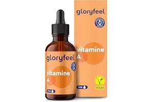GLORYFEEL Vitamine A en Gouttes, 5000 U.I., 1500µg Haute Dose Journalière, 100% Vegan, Sans Additifs, 1700 Gouttes de Véritable Palmitate de Rétinyle, Dans de l'Huile MCT Sans Alcool, Testé en Laboratoire