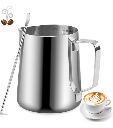 Pichet à Mousser Le Lait En Inox 600 Ml – Pour Latte, Cappuccino, Bec Verseur Précis, Poignée Anti-brûlure - 12
