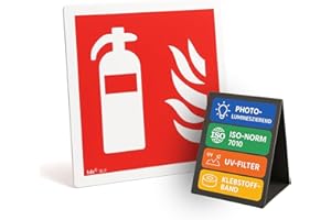 ‎NOTLOK SAFETY WORK notlok Safety Work – Feuerlöscher Schild aus PVC [ 15x15 cm ] selbstklebend nach DIN EN ISO 7010 | Brandschutz Piktogramme | Schild Feuerlöscher für Innen & Außen | Wetterfeste Sicherheitsschilder