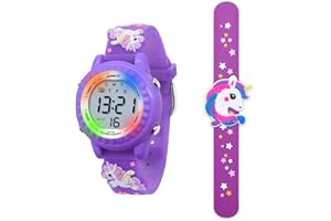 HMJIA Orologio da polso 3D, per bambini, ragazzi e ragazze, impermeabile fino a 3 ATM, con sveglia/data/cronometro/LED
