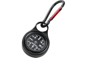 TEUENA Kompass Schlüsselanhänger, Taschenkompass Wegweiser Outdoor Wasserdicht, Schlüsselhalter Edelstahl mit Kompasse und Karabiner, Mini Compass für Outdoor-Abenteuer und Tolle Geschenke (Schwarz)