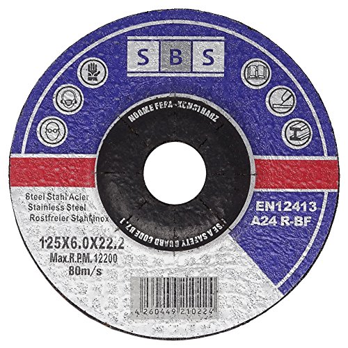 SBS Schruppscheiben Metall INOX ø125 x 6 mm für Winkelschleifer - 5 Stück