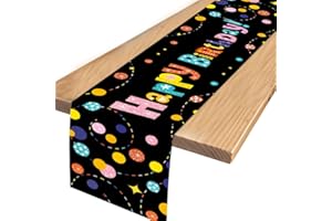 ANICY Birthday Table Runner, Birthday Decoration Table, Table Decoration, Tablecloth Birthday, Happy Birthday Table Runner, Children's Birthday Table Runner for Boys and Girls, Party Birthday Decoration