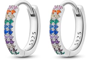 NARMO Orecchini per le Donne 925 Sterling Argento Colorato Cuore Hoops Piuma Hoop Croce Hoop Piccolo Hoop Orecchini Huggie Orecchini per le Donne Hoop Orecchini