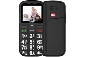 CHAKEYAKE Seniorenhandy mit Großen Tasten | Mobiltelefon Ohne Vertrag mit 1.7 Zoll LCD | SOS-Funktion | Dual SIM Tastenhandy mit Taschenlampe | Ladestation | Schwarz-G180