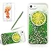 Produktbild Girlyard Hülle für iPhone 7 Flüssig, 3D Kreative Transparent Hardcase mit Weich TPU Rahmen Bumper Bling Glitzer Sparkle Schutzhülle für iPhone 7 Schwimmend Treibsand Stern Design Zitrone Sommer Backcover für iPhone 7 4.7 Zoll Grün