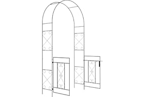 Outsunny Arche de Jardin avec portillon Arche à rosiers Treillis Style Fer forgé métal époxy dim. 114L x 36l x 232H cm Noir