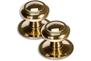 Jdel Pack de 2 Pomo Puerta Entrada Redondo Dorado Estilo Tradicional