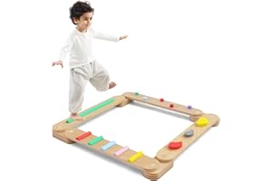 BommJokker Balance board kinder Balanciersteine für Kinder Holz Kleinkinder Schwebebalken Bunte Hindernissteine,Montessori Spielzeug