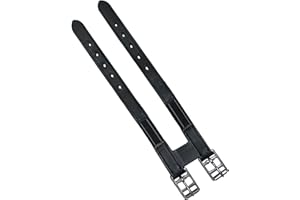 SIE EQUESTRIAN SIE Leather Horse Elastic Girth Extension/Extenders (Black with Matching Elastic)