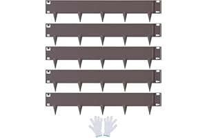 VEVOR Steel Landscape Edging, 5-pack Steel Garden Edging Borders, 39" L x 3" H Strips, Hammer-in Edging Border, Bendable Metal Landscape Edging for Yard, Garden, 3.15" Spike Height, Rustic Brown