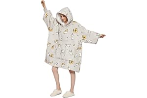 Sacebeleu Decke Hoodie Sweatshirt | Flauschige Sherpa TV-Decke mit Ärmeln | Oversized Kapuzen Pullover Kuscheldecke mit Känguru Tasche | Flanell Fleecedecke | Einheitsgröße für Damen,Herren