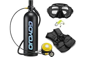 GOYOJO 40 Minutes Scuba Tank Kit Portable, 2L Mini Diving Tank Pump Adult with Aluminum Hard Case and Snorkel Mask, for Underwater Exploration Emergency Rescue Work, 3 Inflatable Ways DOT Certification