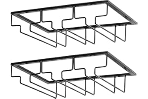 BEOIUCZZY 2 pezzi Porta Bicchiere da Vino Sospeso, Porta Bicchieri Sospesi 3 Binari Scolabicchieri Portabicchieri Supporto per Calici di Vino Calici Sotto Armadio per Famiglia,Ristorante,Hotel