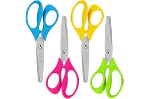 CCR Ciseaux Pour Enfants Gauchers,13 cm Ciseaux de Sécurité Emoussés en Acier Inoxydable pour Enfants Ciseaux Pour Enfants Gauchers Pour la Coupe - Couleurs Assorties Lot de 4 Pièces