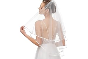 LFWZRY Voile de Mariage Mariée, Voile de Mariage Courte 2 Couches avec Peigne, Voile de Mariage Mariée en Tulle pour Déguisements de Soirées Fête Reprises de Banquet Halloween Bachelor Party