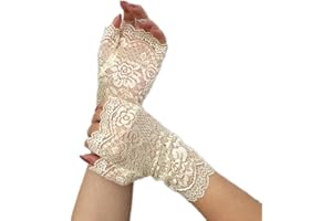 Wambere Gants en dentelle, mitaines vintage pour femme, broderie en dentelle, protection solaire, poignet de mariée, accessoires de fête, Halloween