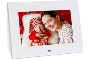 AOWASI Cadre photo numérique de 17,8 cm - Affichage IPS - Angle de vue complet - Album photo électronique - Lecture de musique vidéo avec télécommande, ports USB pour carte SD - Calendrier/réveil