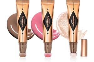 Newvenper contouring stick, blush, highlighter avec Applicateur Coussin, Longue Tenue Lisse Léger Clair, liquide