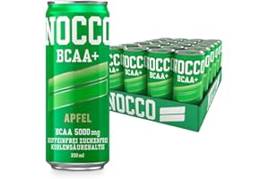 ‎NOCCO NOCCO BCAA Energy Drink – zuckerfrei, vegan Energy Getränk mit Koffein, Vitaminen und Aminosäuren – Apfel-Geschmack, 24 x 330ml inkl. Pfand (Apfel)