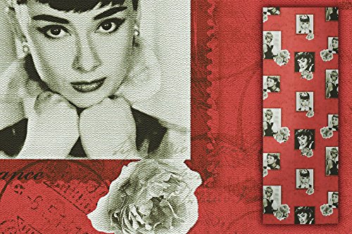 Tapete Rot Audrey Hepburn , schöne edle Tapete im Retro Design , moderne 3D Optik für Wohnzimmer, Schlafzimmer oder Küche inklusive der Newroom Tapezier Ratgeber mit Tipps für perfekte Wände - 2