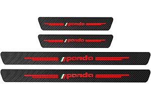 KLHYWEN 4 Pezzi Battitacco Auto in Fibra di Carbonio per Fi-at, Adesivi del Protezione del Battiscopa del Davanzale della Porta Car Styling Accessori,Panda Red