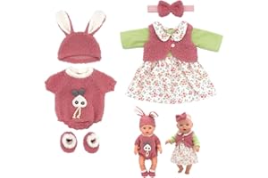 Neuytiky Ropa para Muñecas Bebé 35-43 cm, 2pcs Ropa de Muñecas para New Born Baby Doll, Juego de Disfraz de Muñeca para Niños y Niñas,Accesorios para Muñeca