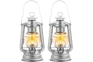 SKJJL Lampara Queroseno, Lampara de Aceite con Mecha, Lámpara de Aceite, Lámparas de Aceite para uso Interior y Exterior, Lámpara de Queroseno para Acampar en el Jardín al Aire Libre - Plateado