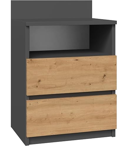Commode 6 Tiroirs 138 Cm Large - Anthracite/Chêne Artisan, Profondeur 40 Cm, Rangement Salon/chambre