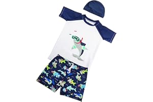 TODREMOU UV Shirt & Badehose Kinder Jungen 2-10 Jahre - UV Badeset Junge Badeshirt Schwimmshirt Badeshorts UV-Schutz UPF 50+