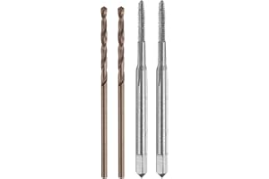 sourcing map Tap and Drill Bit Set, 2pcs M2 x 0.4 Metric Straight Flute Thread Screw Taps & 2pcs 1.5mm Twist Drill Bits, Uncoated/Roasted Yellow HSS-6542/M35 HSS-CO Tapping Threading Tool