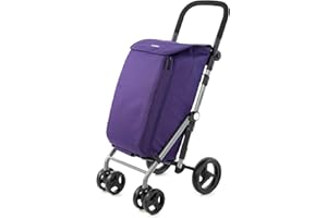 Carlett - Lite Duo Lett430 |Carro de la Compra | Carrito Plegable para Supermercado | 4 Ruedas | Manillar Regulable y Freno de Seguridad | Bolsa Extensible 48L | Bolsa Térmica 10L | Violeta