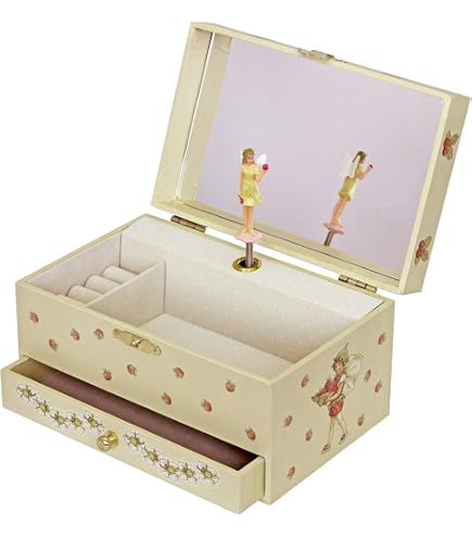Boîte à Bijoux Personnalisable Maverton | Coffret 3 Niveaux | Miroir Intérieur | Serrure Et Clé | Cadeau Fille Baptême Anniversaire