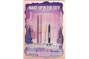 Maybelline New York Cofanetto Regalo con Beauty Case, Con Mascara, Mini Matita Occhi e Lucidalabbra, Mascara Sky High Classic, Matita Occhi Tattoo Liner Black, Lucidalabbra Lifter Gloss Ice (002)