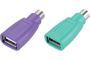 sourcing map 2 Pcs PS/2 to USB Port, PS/2 Male to USB Female Adapter for Wired Mouse Keyboard Desktop PC Laptop Notebook, Green/Purple