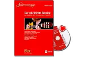 EDITION DUX Saitenwege - Der sehr leichte Einstieg in die Welt der klassischen Gitarre mit CD - Autor Michael Langer - mit bunter herzförmiger Notenklammer
