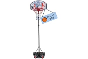 HUDORA Soporte de Baloncesto All Stars 205 - Canasta Ajustable en Altura con Soporte para niños y Adolescentes - Canasta Exterior móvil para jardín