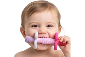 Infatot® Barbell Buddy – Teething Toys for Baby, Soothing Teether with Multiple Teething Textures, BPA‑Free Silicone Teether for Babies 3 Months Plus (Petal)