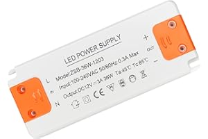 Transformateur 220V 12V - Gonew21 Transformateur Led Driver, 36W 3A Alimentation Transfo 230V, Sans Scintillement, Sans Bruit, pour Lampes HalogèNes G4 Mr16 Gu5.3, Transformateu LED 12v, 1 Pcs